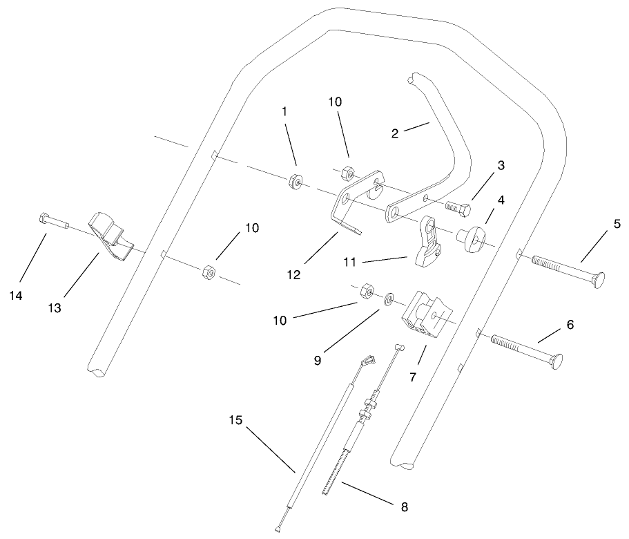 Handle Control Assembly Diagram and Parts List for 20489 8900001 - 8999999 Toro Lawn Mower