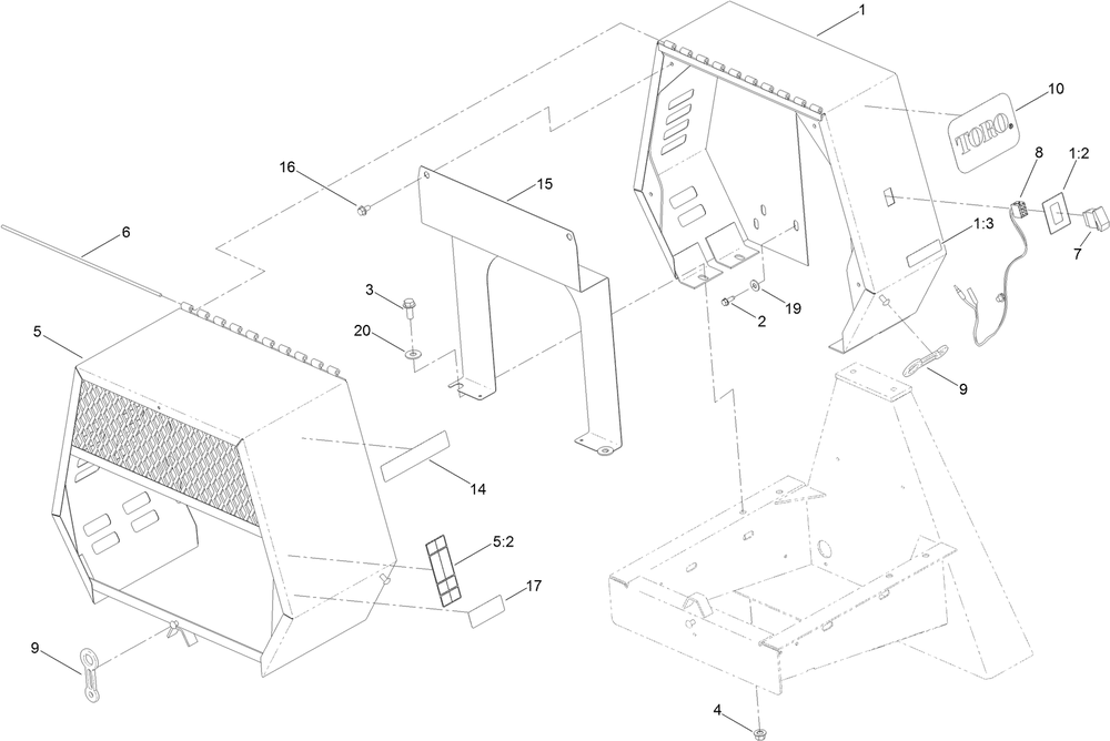 Cowl Assembly Diagram and Parts List for 68008 400000000 - 401999999 Toro Cement Mixer