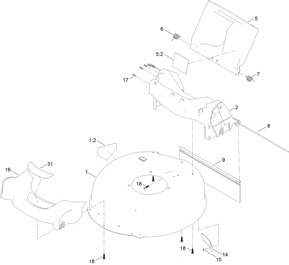 Housing Assembly Diagram and Parts List for 21332 412900000 - 999999999 Toro Lawn Mower