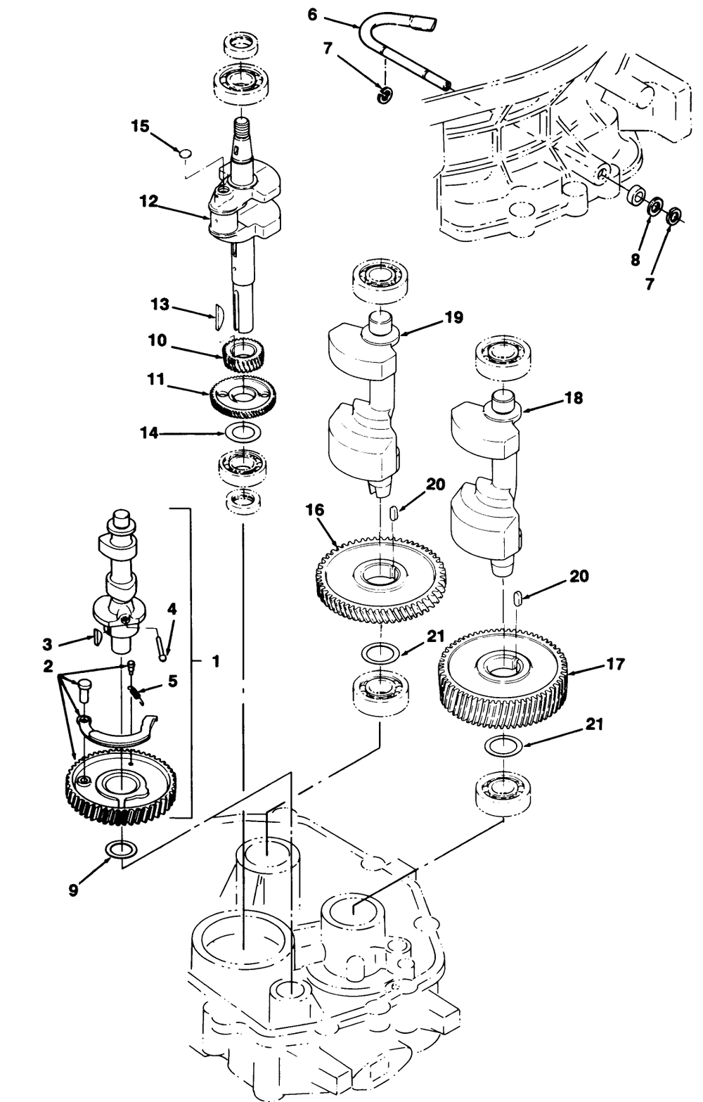 12.5hp Engine Crankshaft & Camshaft Assembly Diagram and Parts List for 32-10B503 2000001 - 2999999 Toro Lawn Tractor