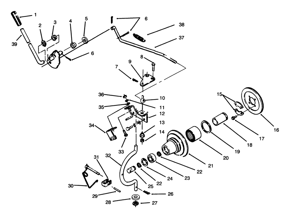 Pto Clutch & Control Diagram and Parts List for 73520 5900178 - 5999999 Toro Lawn Tractor