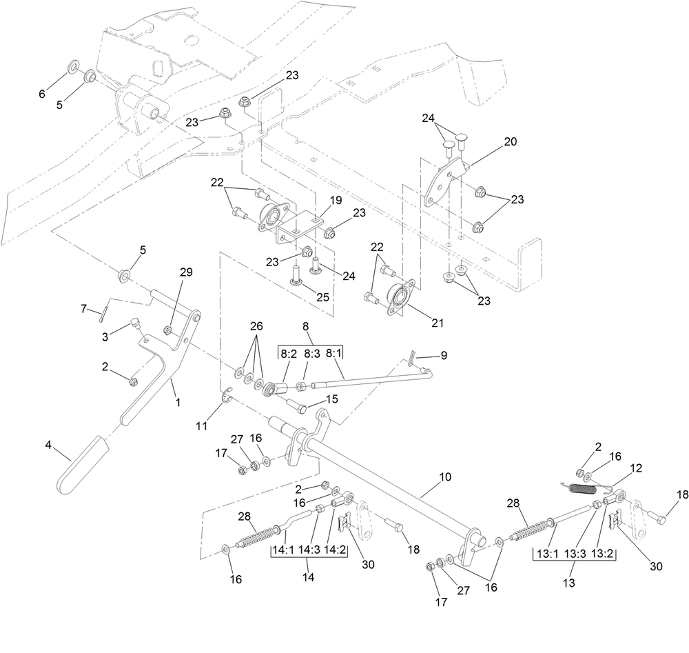 Parking Brake Assembly Diagram and Parts List for 74142TE (316000001-316999999)(2016) Toro Lawn Mower