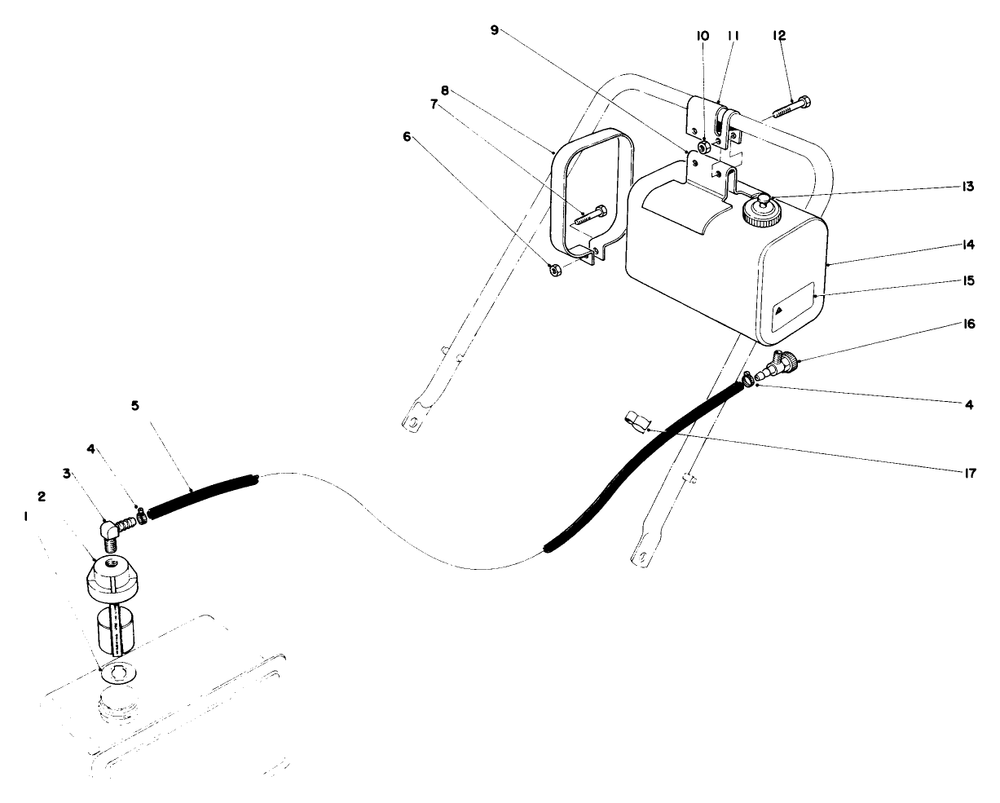 Remote Fuel Tank Kit No. 28-5590 (Optional) Diagram and Parts List for 23022 3000001 - 3999999 Toro Lawn Mower