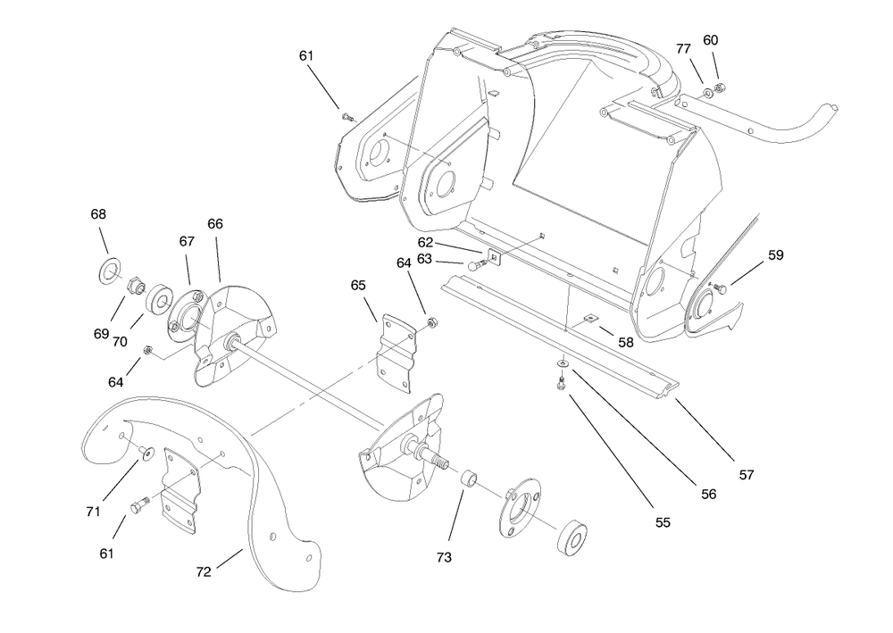 Auger Assembly Diagram and Parts List for 38176 8900001 - 8999999 Toro Snow Blower