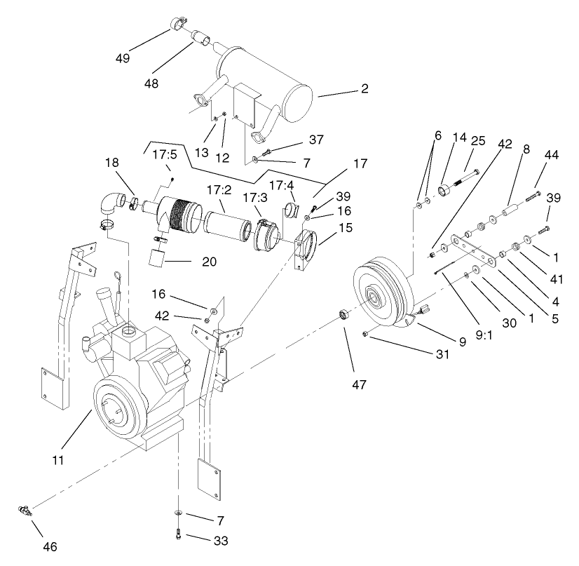 Engine Assembly 1 Diagram and Parts List for 74236 (220000001-220999999)(2002) Toro Lawn Mower