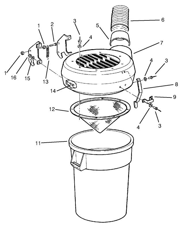 Canister Assembly Diagram and Parts List for 79431 590001 - 599999 Toro Lawn Tractor