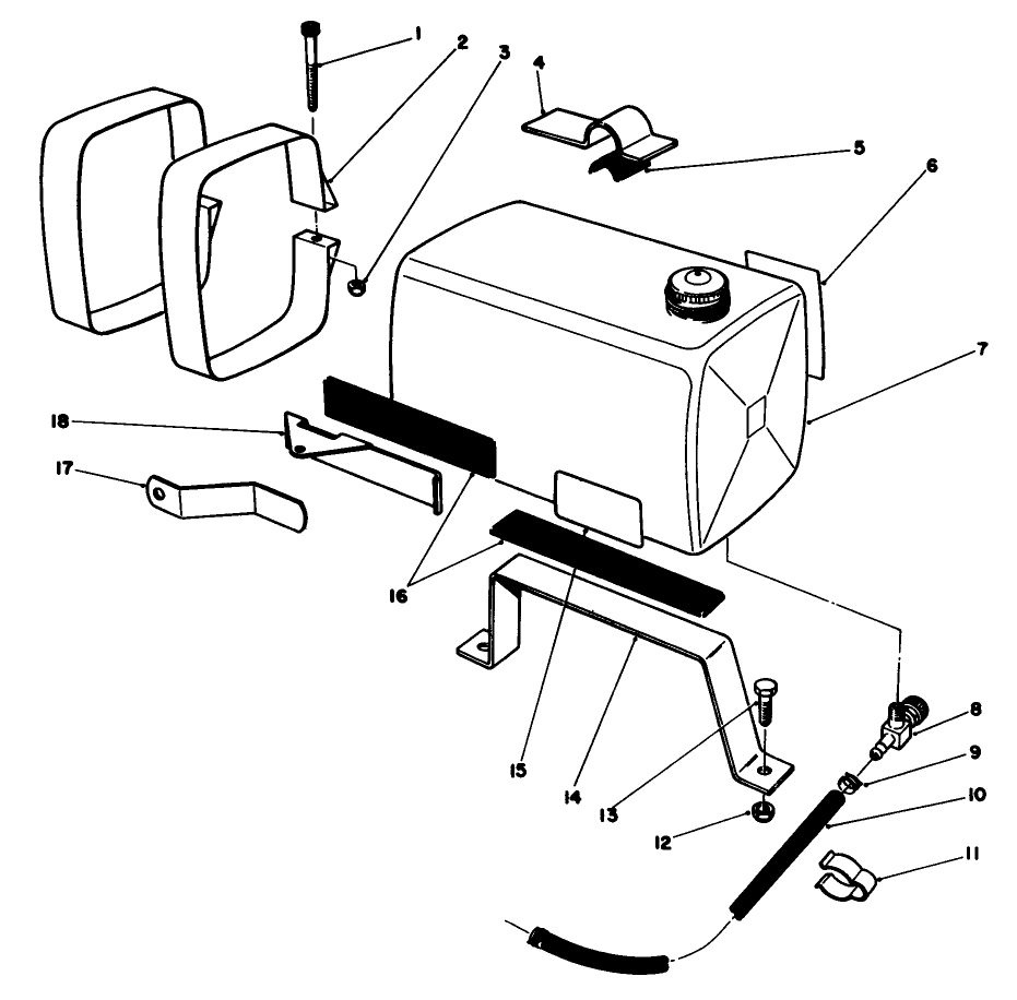 3 Qt. Fuel Tank Assembly No. 52-3690 (Optional) Diagram and Parts List for 59260 6000001 - 6999999 Toro Engine
