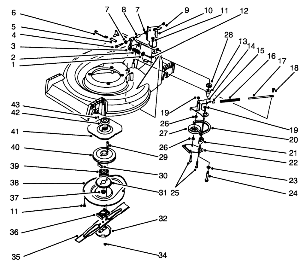 Blade Brake Clutch Assembly Diagram and Parts List for 26631B 4900001 - 4999999 Toro Lawn Mower
