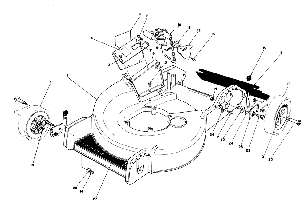 Housing Assembly Diagram and Parts List for 20574 8000001 - 8999999 Toro Lawn Mower