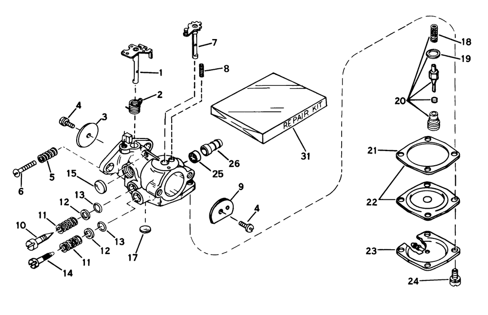 Carburetor No. 631654b Diagram and Parts List for 31502 5000001 - 5999999 Toro Snow Blower