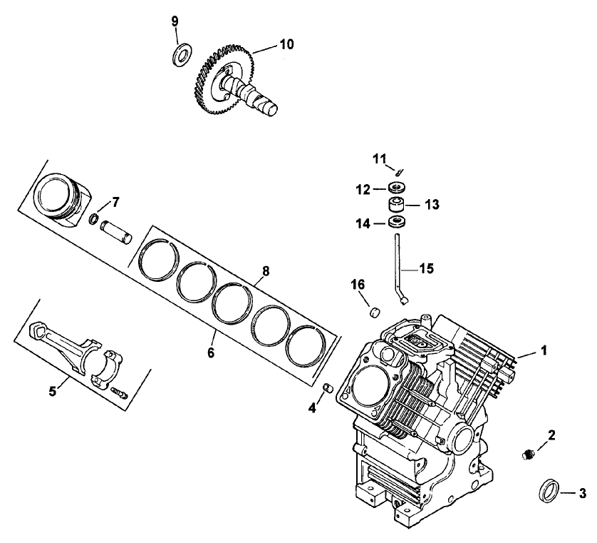 Crankcase Diagram and Parts List for 74182 (890001-890183)(1998) Toro Lawn Tractor