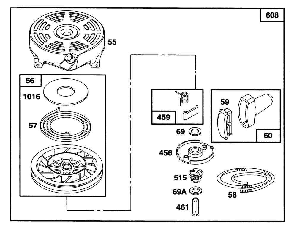 Engine Briggs & Stratton Model 128802-0615-01 Diagram and Parts List for 20463 5900001 - 5999999 Toro Lawn Mower