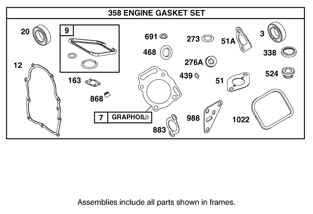 Engine Gasket Set Diagram and Parts List for 12004 220000001 - 220999999 Toro Lawn Tractor