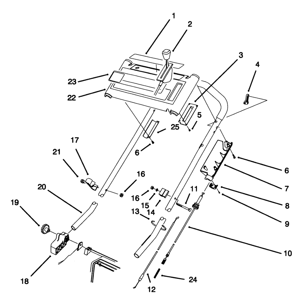 Handle Assembly (Model No. 20909bc Only) Diagram and Parts List for 20904BC 5900001 - 5999999 Toro Lawn Mower