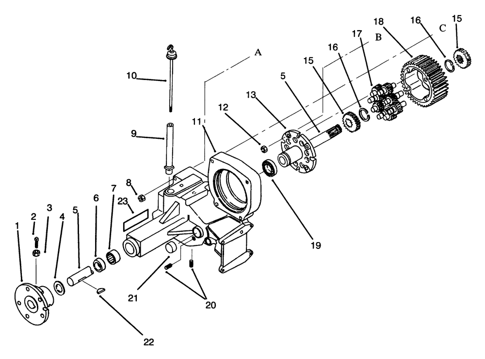 Transaxle Assembly Diagram and Parts List for 73421 5901047 - 5999999 Toro Lawn Tractor