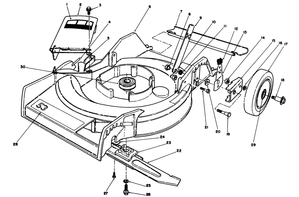 Housing Assembly Diagram and Parts List for 16212CG 9000001 - 9999999 Toro Lawn Mower