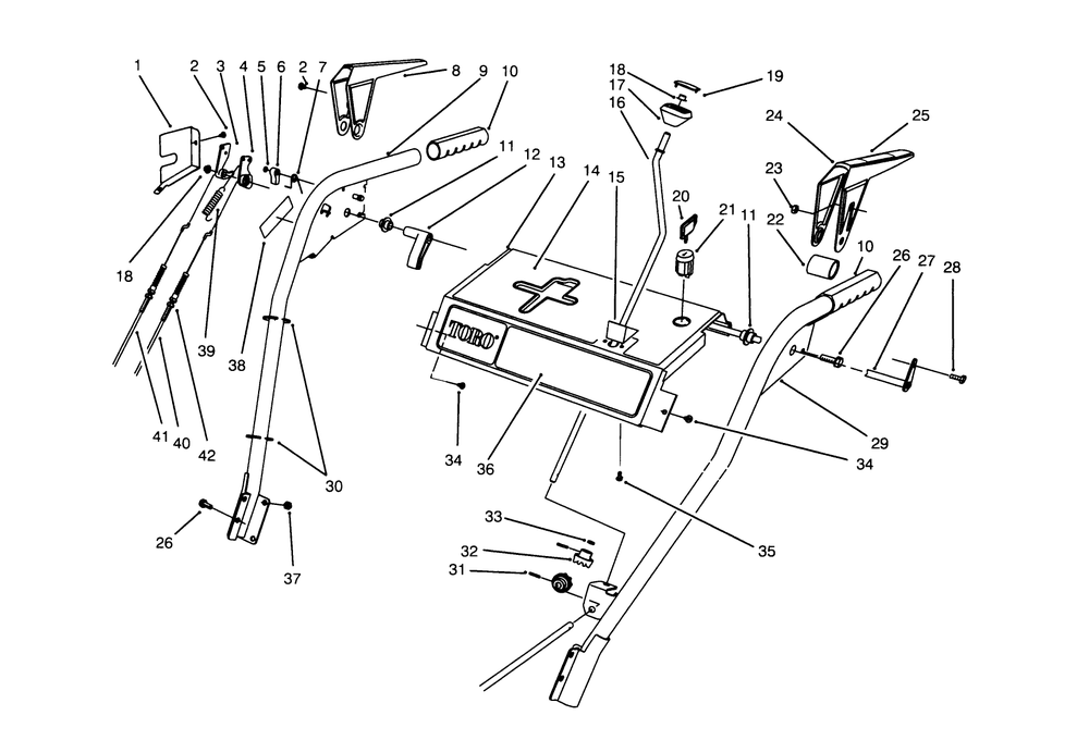 Handle Assembly Diagram and Parts List for 38540 5900001 - 5999999 Toro Snow Blower