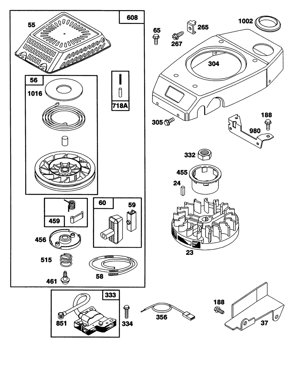 Engine Gts-150 77-8980 Diagram and Parts List for 20107 1000001 - 1999999 Toro Lawn Mower