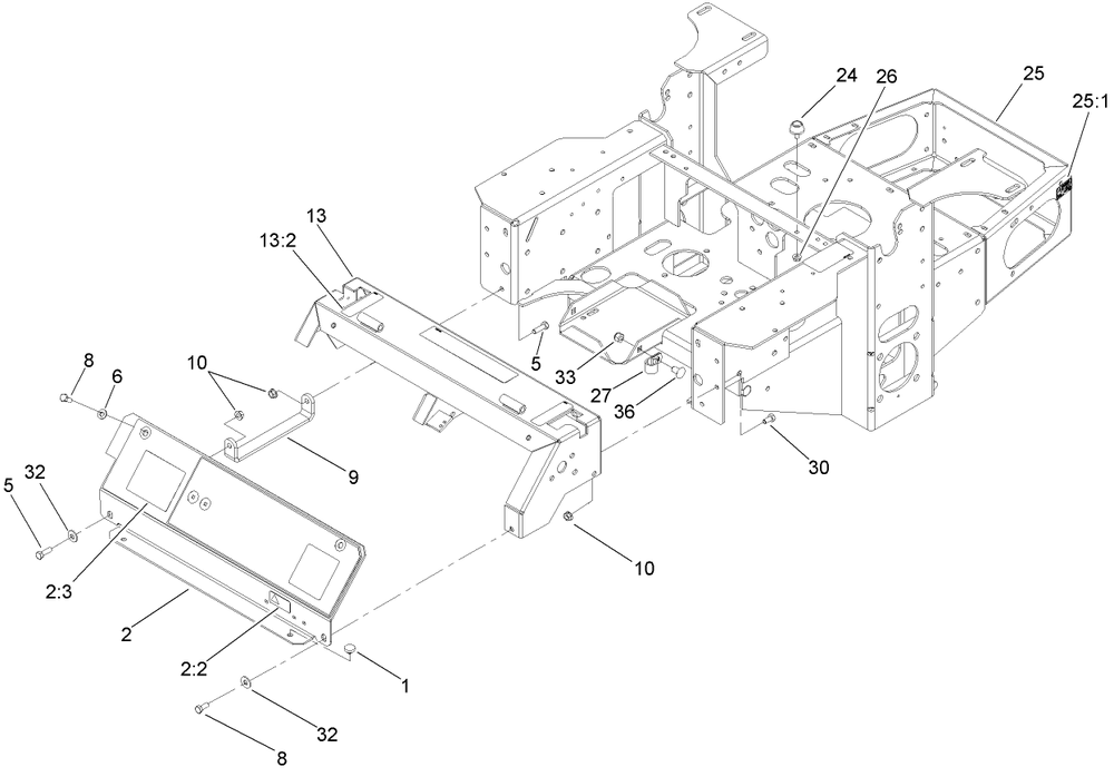 Main Frame Assembly Diagram and Parts List for 74410 (270002001-270999999)(2007) Toro Lawn Mower