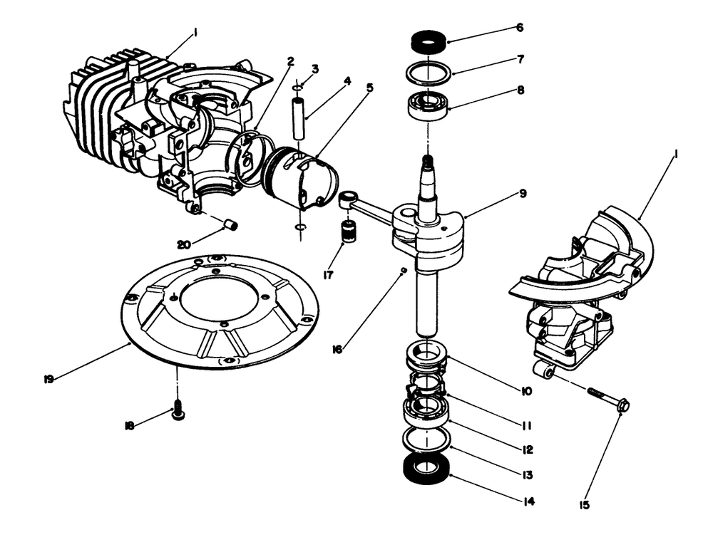 Crankshaft Assembly (Model No. 47pn2-7) Diagram and Parts List for 22043 3900965 - 3999999 Toro Lawn Mower