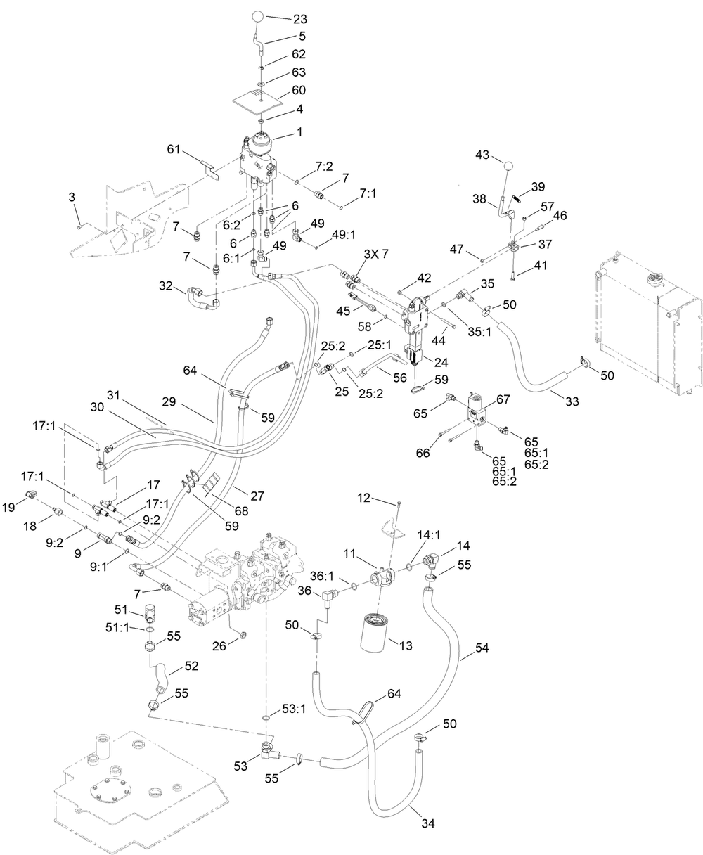2-Spool Valve And Auxiliary Valve Assembly Diagram and Parts List for 22328 411840000 - 412438202 Toro Lawn Tractor Accessories