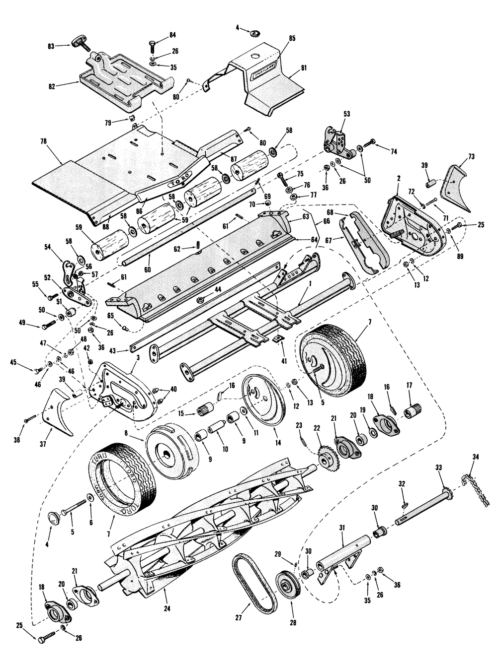 Toro-25" Sportlawn Implement Diagram and Parts List for 10619 9000001 - 9999999 Toro Lawn Mower