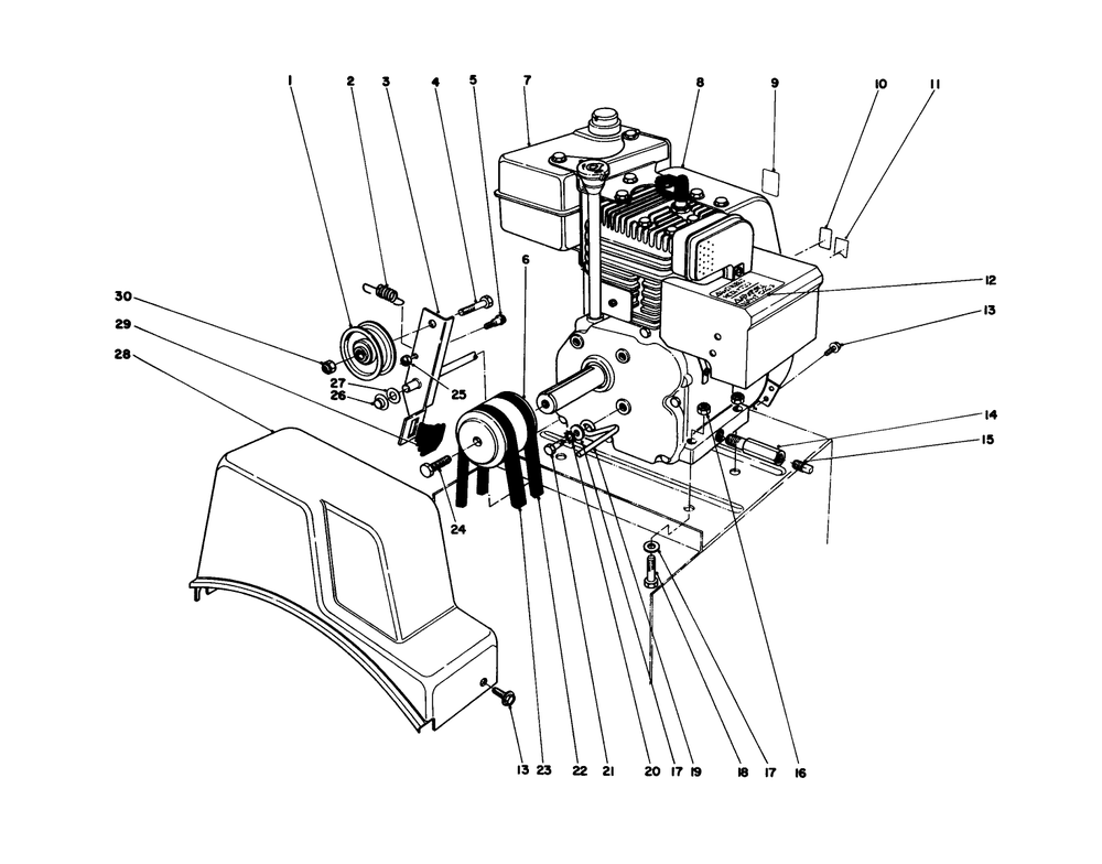 Engine Assembly Diagram and Parts List for 38052 5000001 - 5999999 Toro Snow Blower