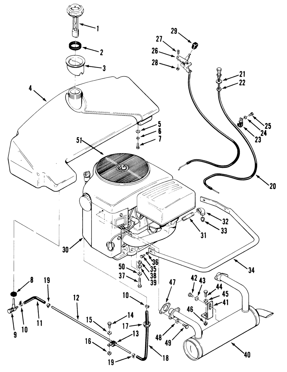 Section 9-Engine And Fuel Systems Diagram and Parts List for Y1-16OE01  Toro Lawn Tractor