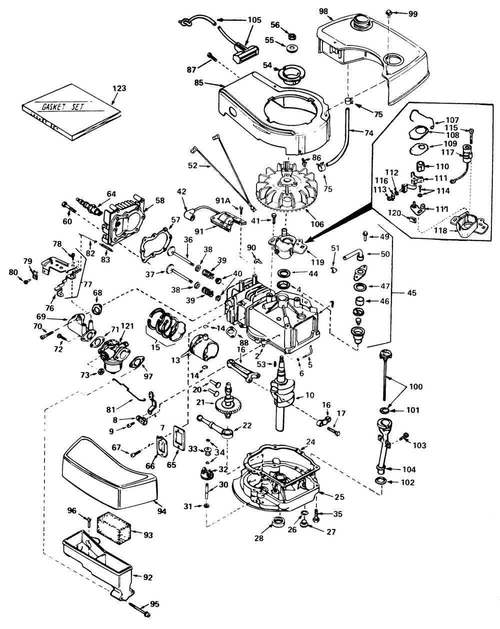 Engine Tecumseh Model No. Tnt 100-10060c Diagram and Parts List for 18085 0000001 - 0999999 Toro Lawn Mower