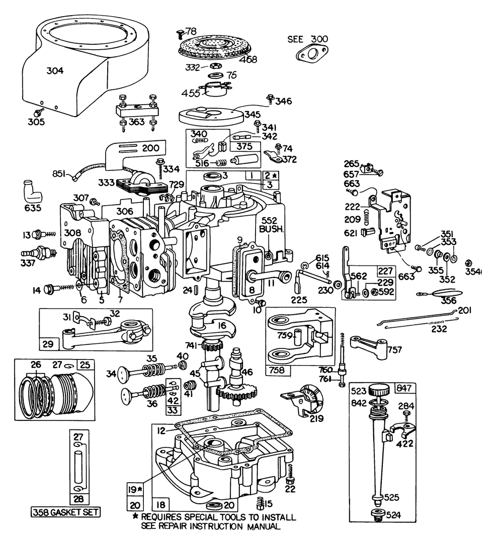 Briggs & Stratton Model 252707-0146-01 Diagram and Parts List for 57356 8000001 - 8999999 Toro Lawn Tractor