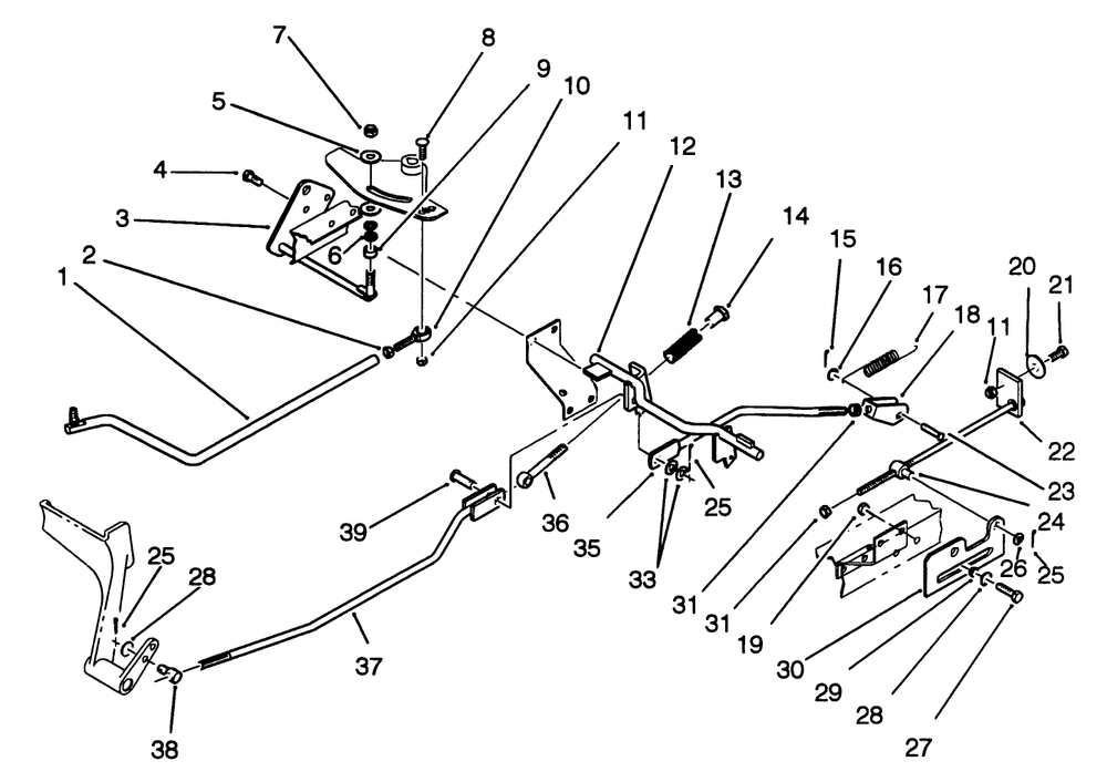 Brake And Hydro Linkage Diagram and Parts List for 42-16BE01 2000001 - 2999999 Toro Lawn Tractor