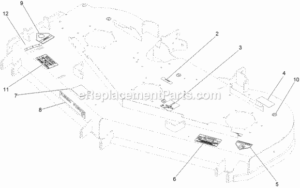 Deck Decal Assembly No. 114-5820 Diagram and Parts List for 74916 312000001-312999999 Toro Lawn Mower