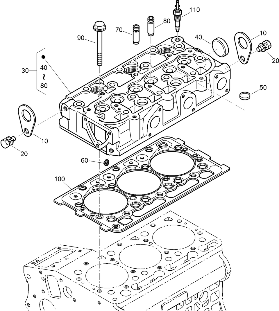 Cylinder Head Assembly Diagram and Parts List for 22337CP 410400000 - 999999999 Toro Lawn Tractor Accessories