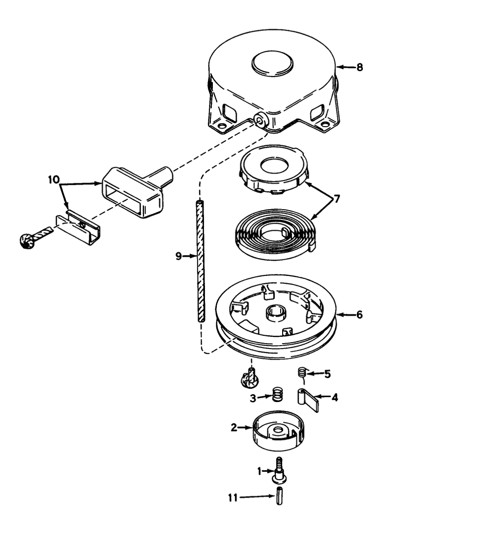 Rewind Starter No. 590420 Diagram and Parts List for 56125 2000001 - 2999999 Toro Lawn Tractor