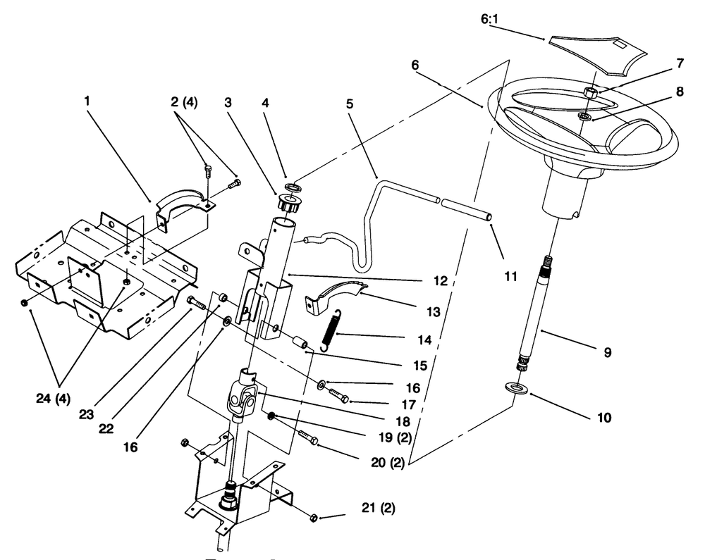 Steering Wheel And Tilt Diagram and Parts List for 72064 6900001 - 6999999 Toro Lawn Tractor