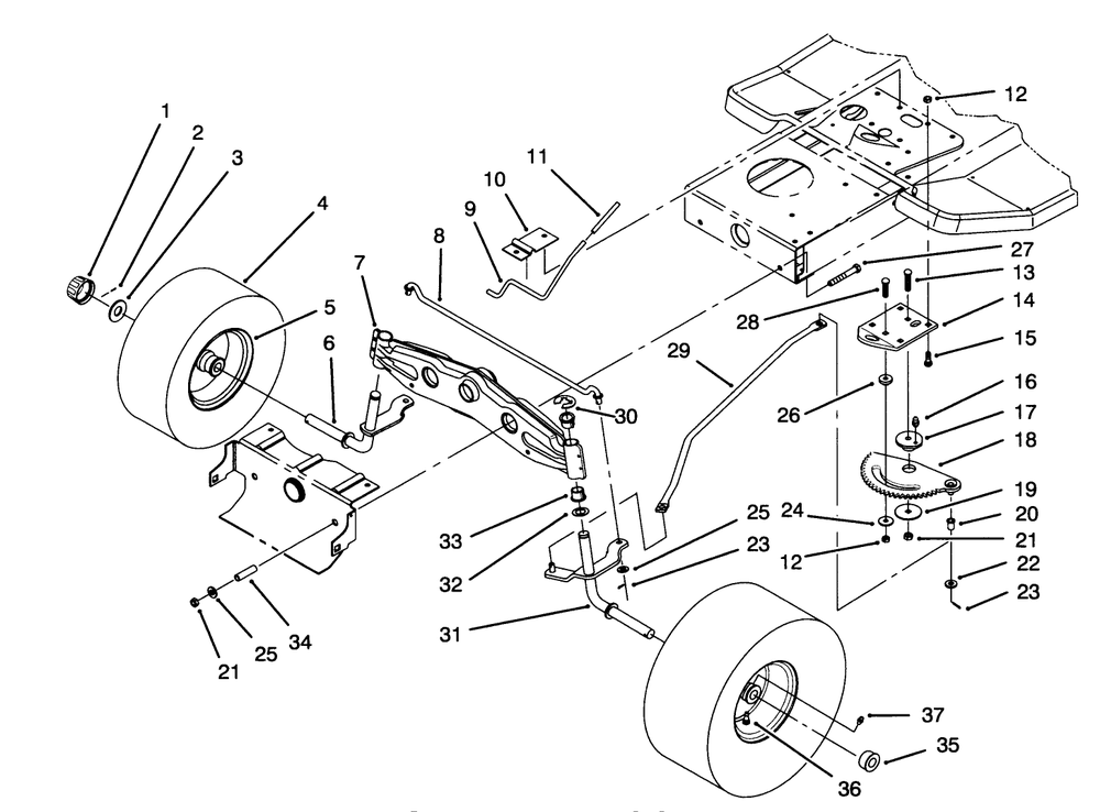 Front Axle Assembly Diagram and Parts List for 71191 4900001 - 4999999 Toro Lawn Tractor
