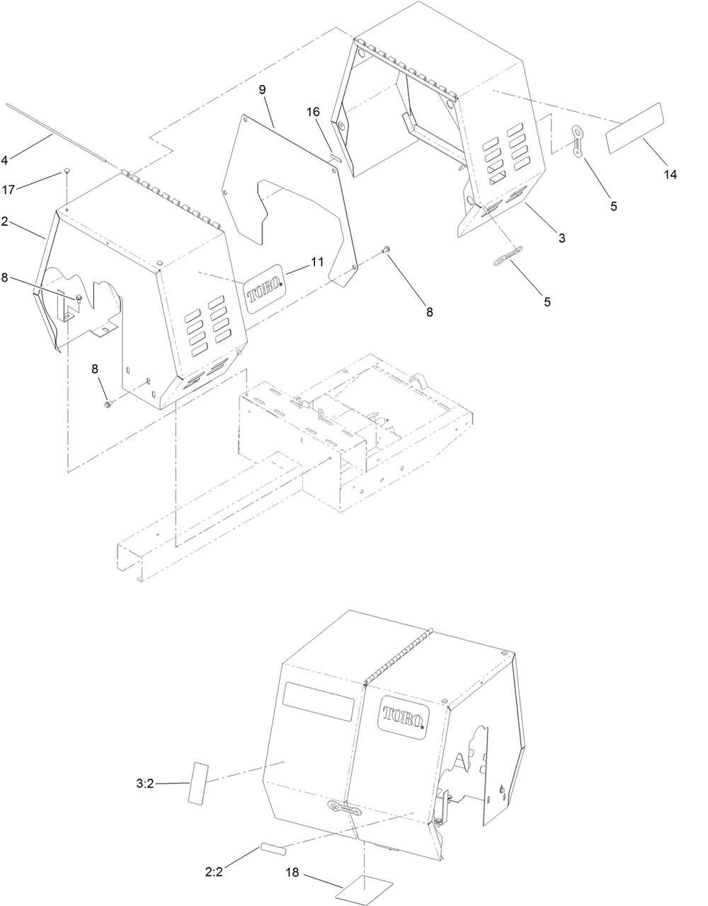 Cowl Assembly Diagram and Parts List for 60219 400000000 - 404319999 Toro Cement Mixer