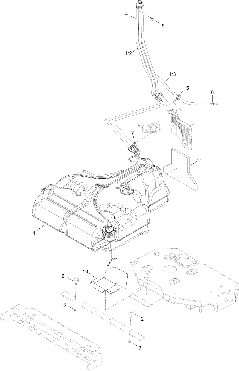 Fuel Assembly Diagram and Parts List for 72982 414109391 - 999999999 Toro Lawn Tractor