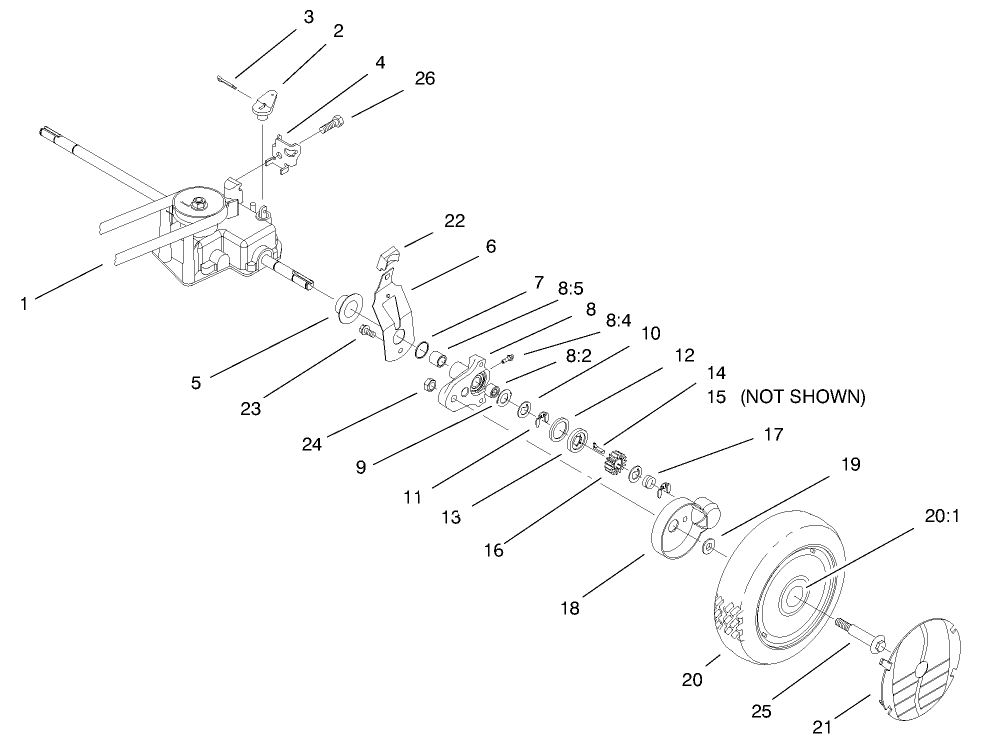 Rear Axle Assembly Diagram and Parts List for 20786 8900001 - 8999999 Toro Lawn Mower