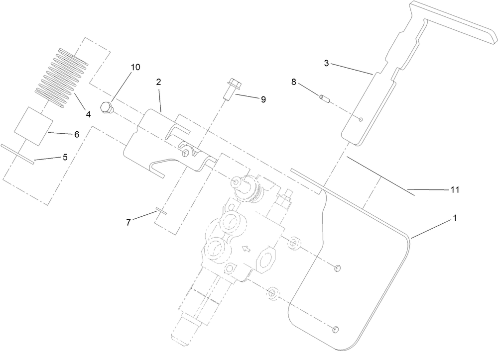 Auxiliary Control Lever Assembly Diagram and Parts List for 22318 409342969 - 409809999 Toro Lawn Tractor Accessories