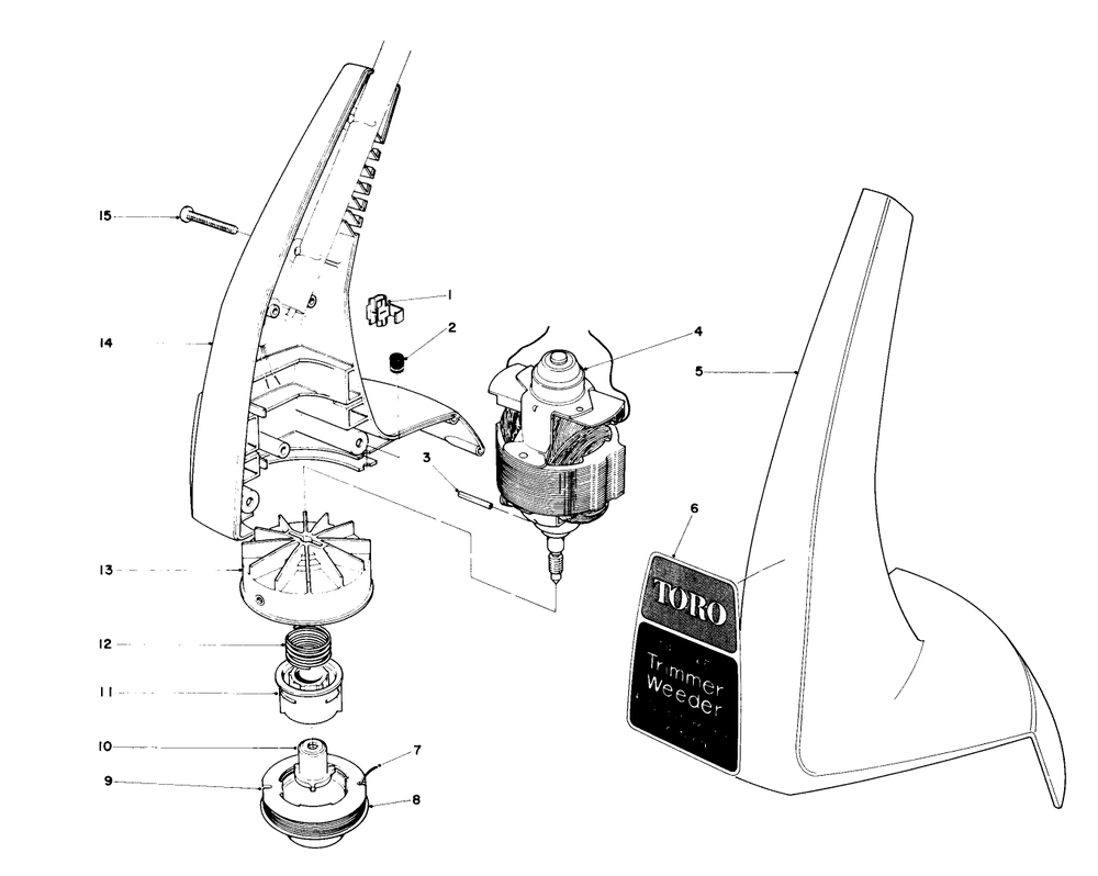 Motor And Housing Assembly Diagram and Parts List for 59145 0000001 - 0999999 Toro Lawn Tractor