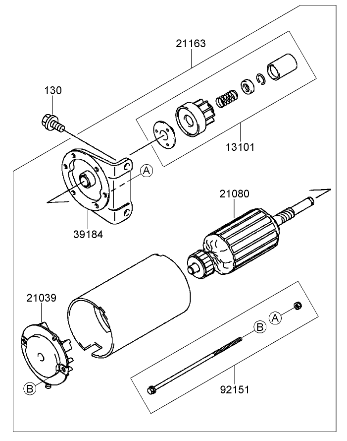Starter Assembly Diagram and Parts List for 74237CP (270000001-270999999)(2007) Toro Lawn Mower