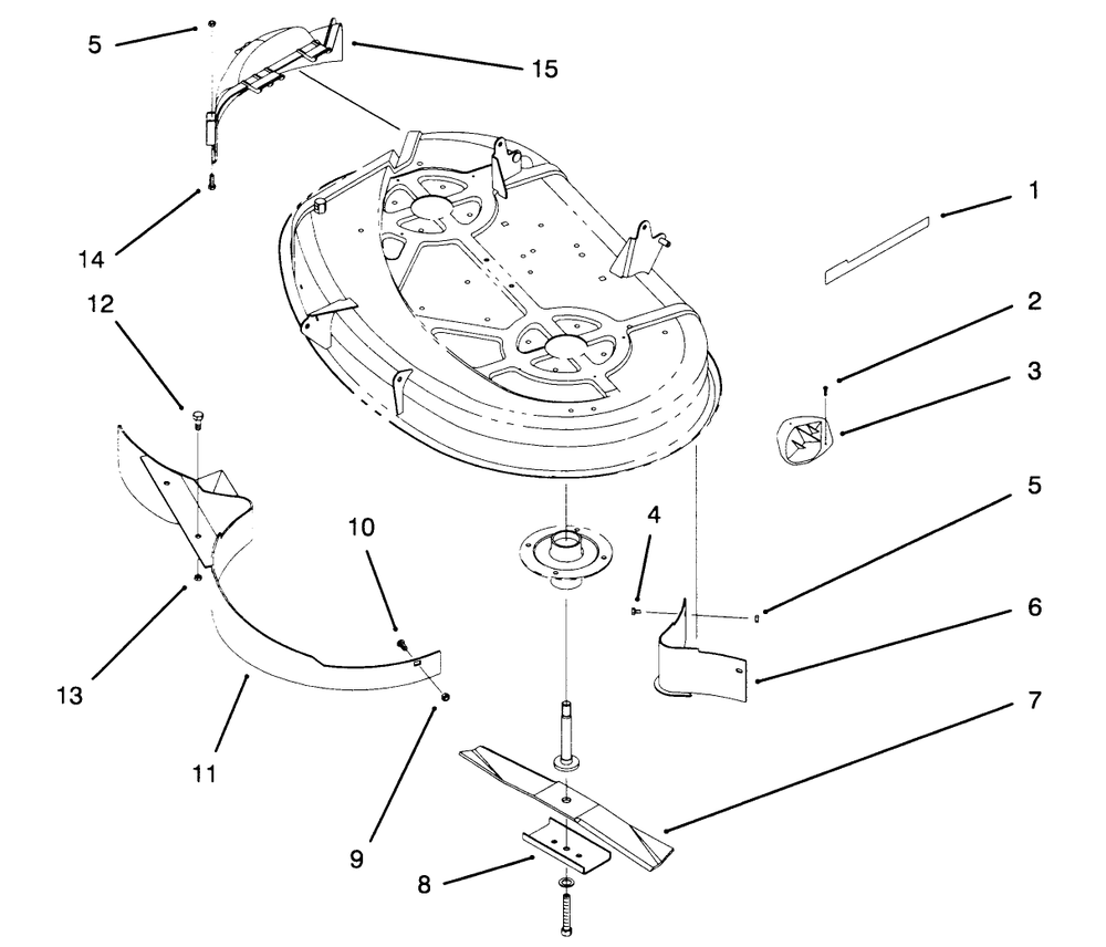 Baffle & Blade Assembly Diagram and Parts List for 79170 5900001 - 5999999 Toro Lawn Tractor