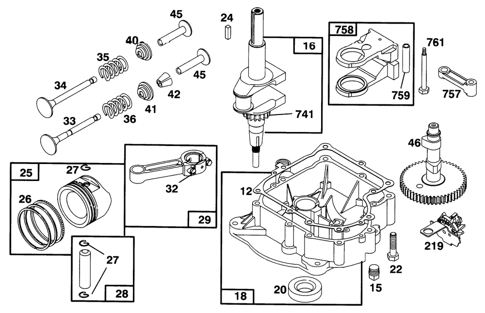 Engine Briggs & Stratton Model 282707-0119-01 Diagram and Parts List for 71201 6900001 - 6999999 Toro Lawn Tractor