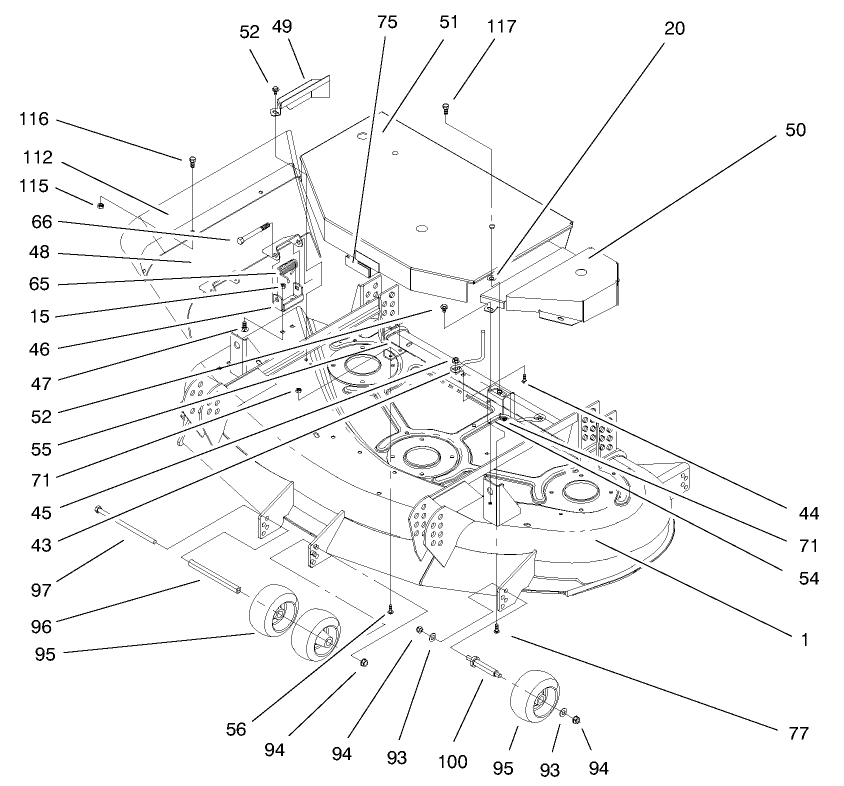 Deck And Covers Diagram and Parts List for 30147 990001 - 999999 Toro Lawn Mower