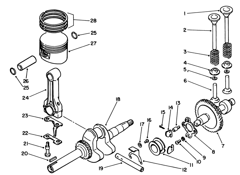 Crankshaft Assembly Diagram and Parts List for 58410 7000001 - 7999999 Toro Edger