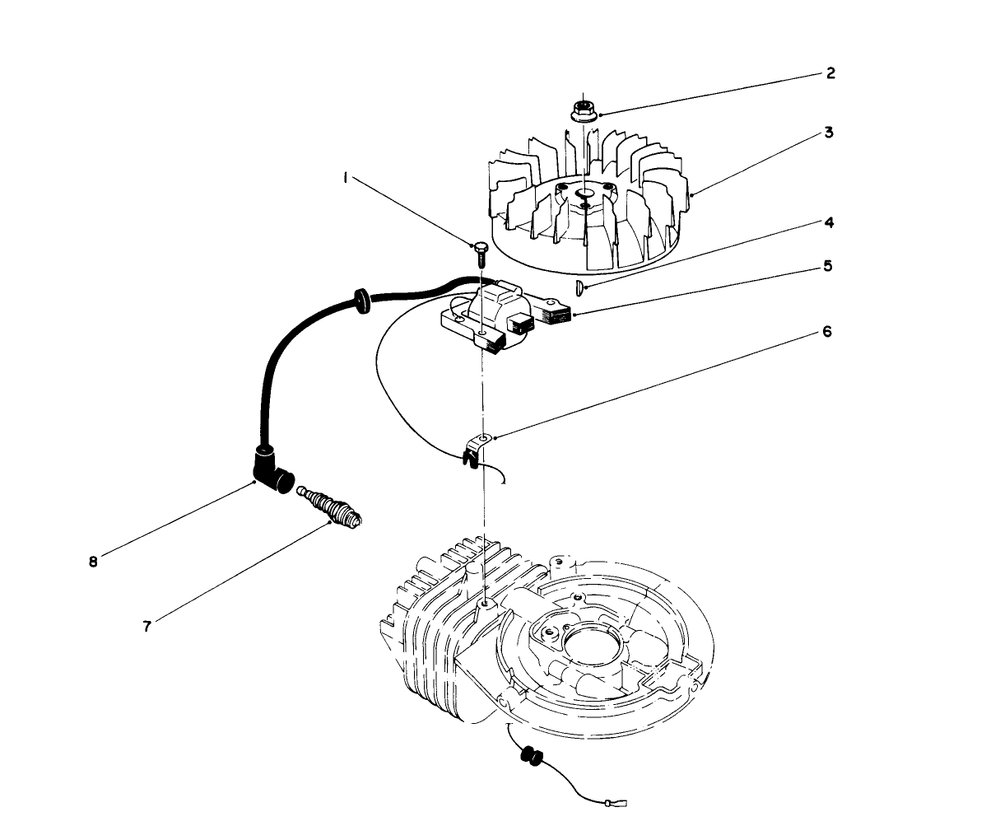 Flywheel & Magneto Assembly (Engine Model No. 47plo-2) Diagram and Parts List for 26683 1000001 - 1999999 Toro Lawn Mower