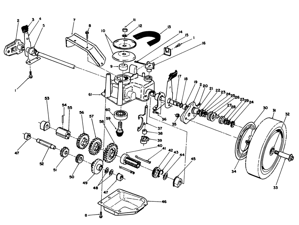Gear Case Assembly Diagram and Parts List for 26624C 9000001 - 9999999 Toro Lawn Mower