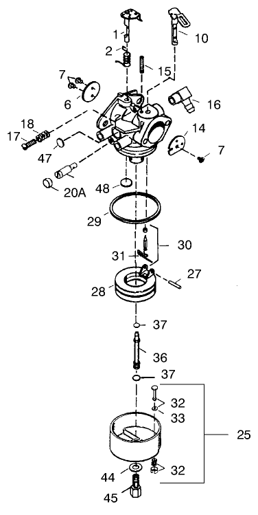 Carburetor No. 640105 Diagram and Parts List for 38590 9900001 - 9999999 Toro Snow Blower