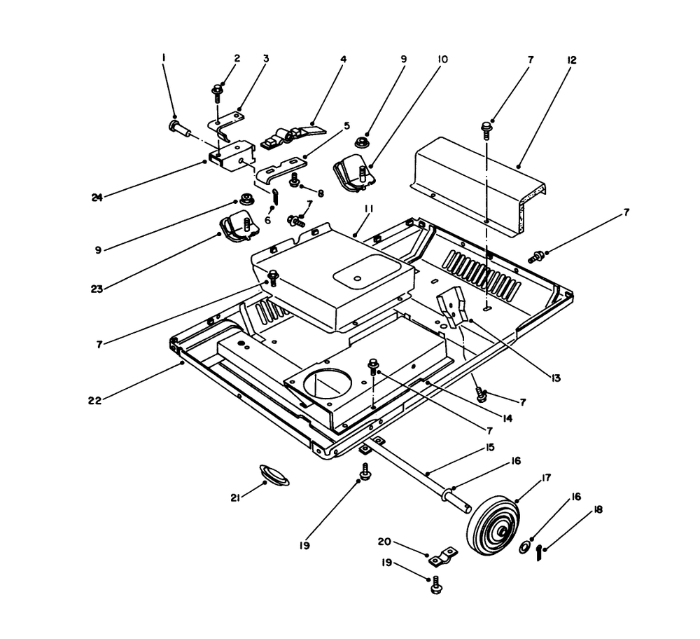 Frame Assembly Diagram and Parts List for 62040 7000001 - 7999999 Toro Generator